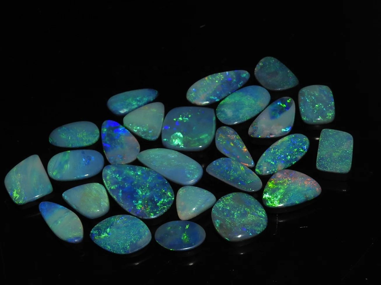 Australian Opal Doublet Multi Flashy Fire Smooth Fancy Shape Cabochon