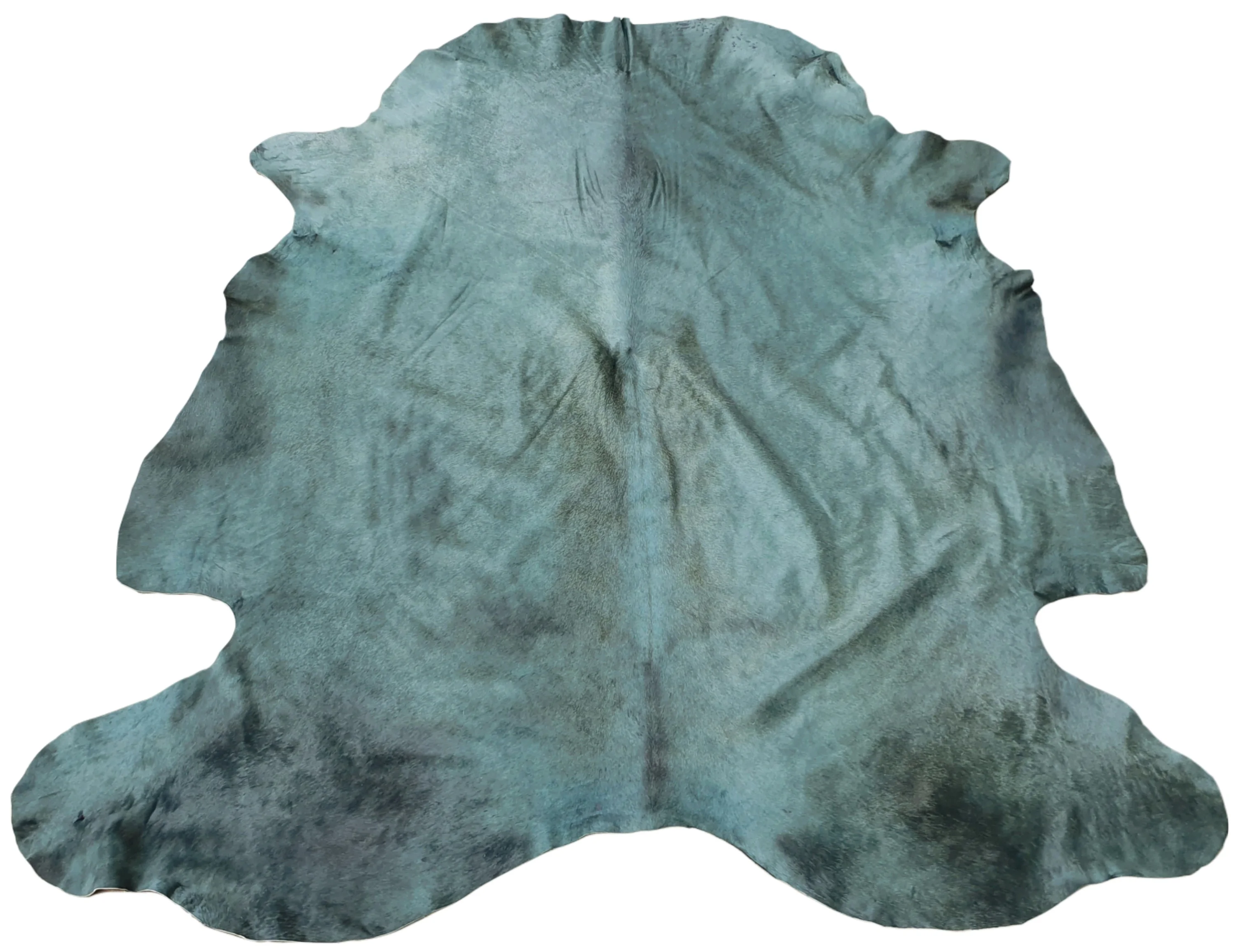 High Quality Real Hairon Fur Leather Dyed Teal Color Cow Hide For