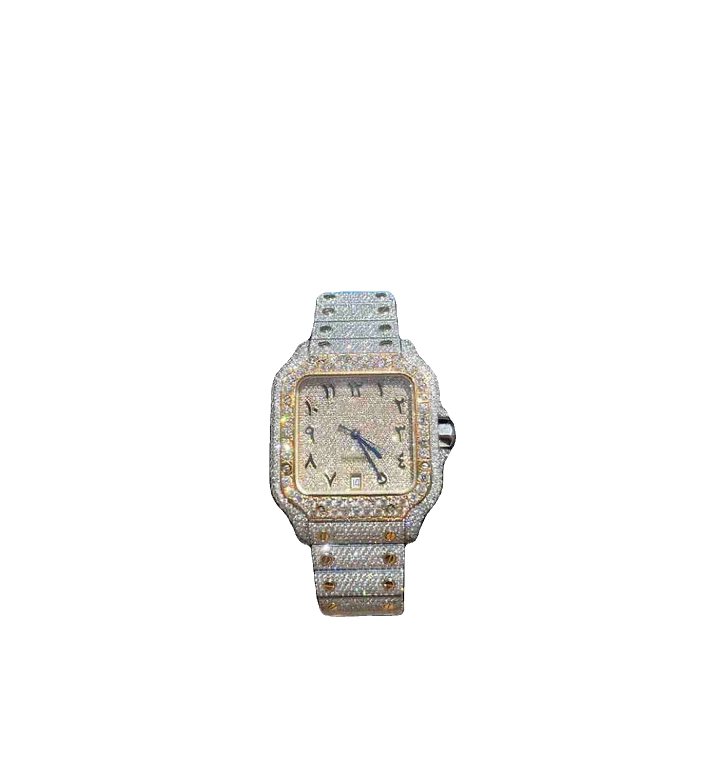 Timeless 41mm Two Tone Watch Moissanite Studded Iced Out Watch Luxury