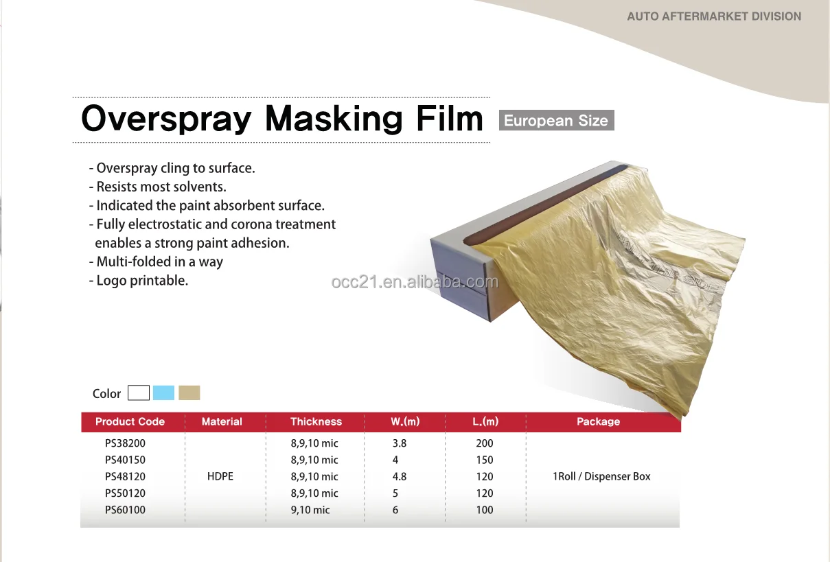 Automotive Plastic Sheeting Overspray Masking Film Polythene Car Paint