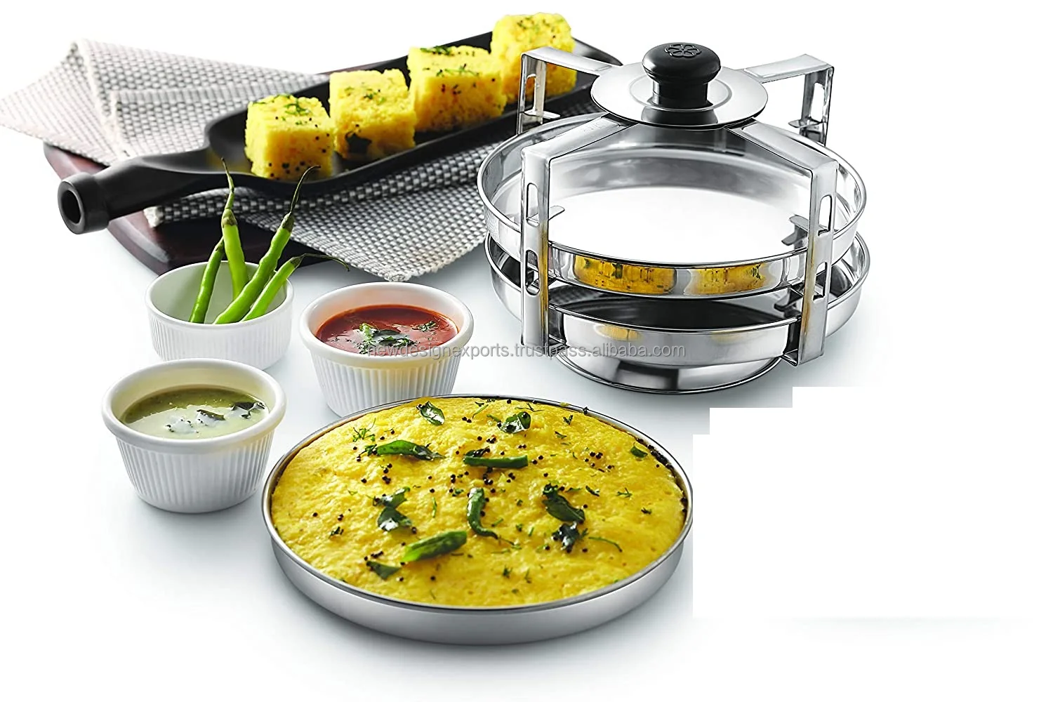 4 Plates Stainless Steel Dhokla Stand Thatte Idli Stand Can Be Used
