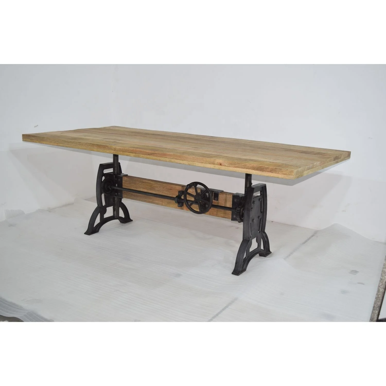 Modern Industrial Style Crank Mechanism Wooden Shaft Hand Lifting