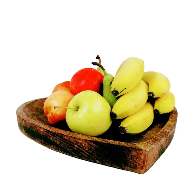 Wood Fruit Bowl Acacia Wood Heart Shape Bowl For Dinner Tableware