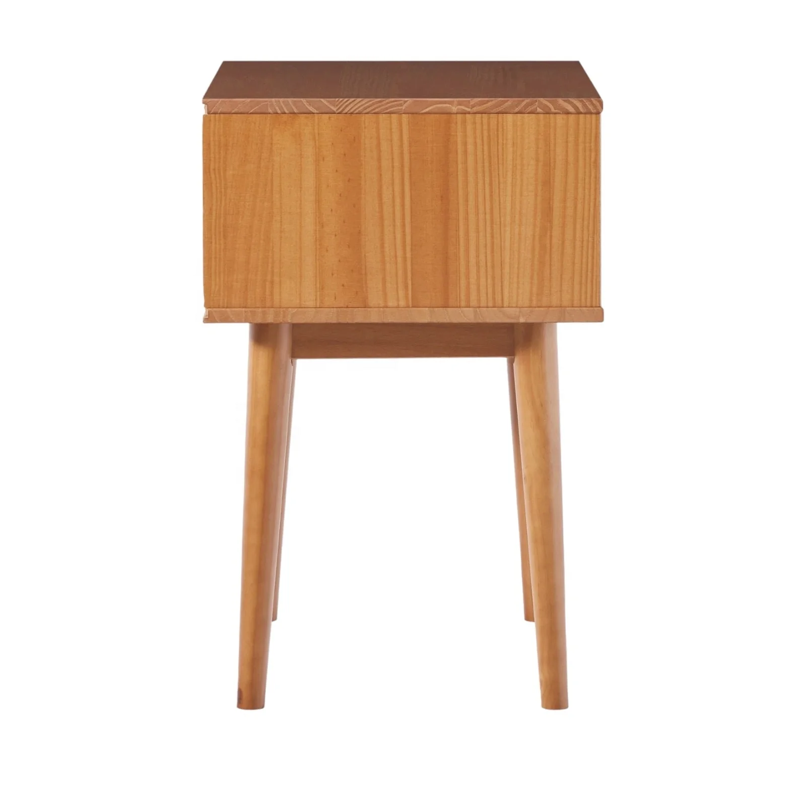 Ravas Nightstand Set Of 2 - Boho Farmhouse Wooden End Tables With Fluted Drawer & Open Shelf, For Bedroom Or Living Room