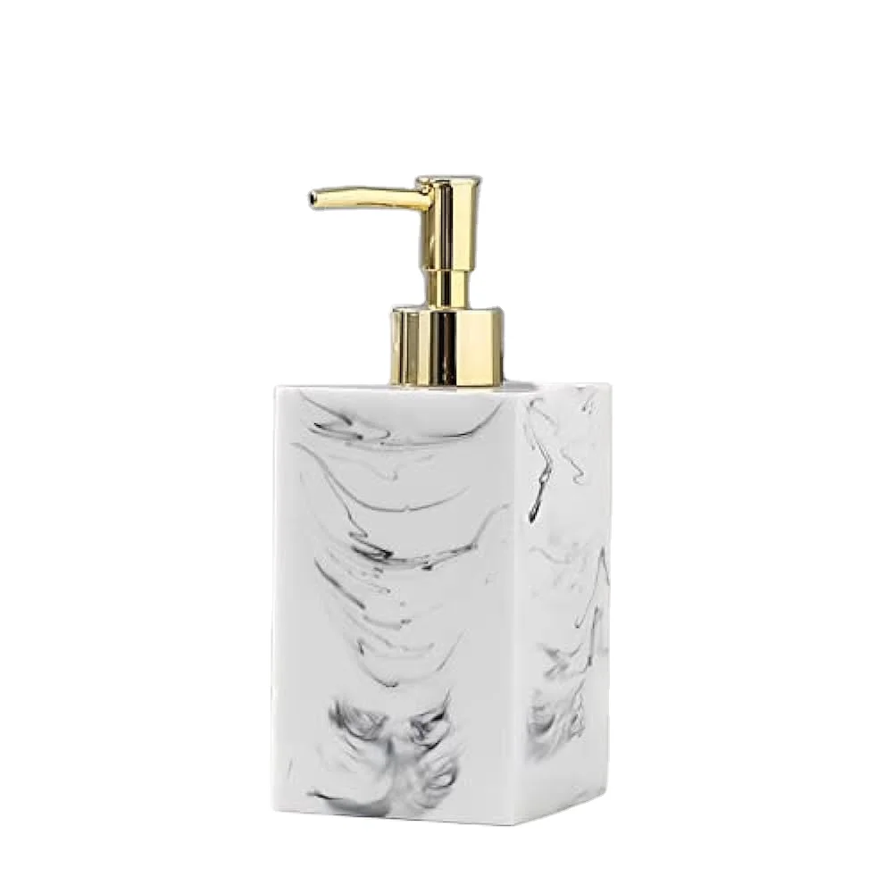 White Marble Liquid Soap Dispenser For Bathroom Wash Basin And Kitchen ...