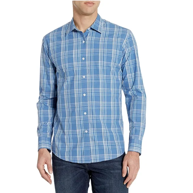 Fashionable Men Check Long Sleeve Shirt Export Quality Wholesale Cheap Price Vacation Classic