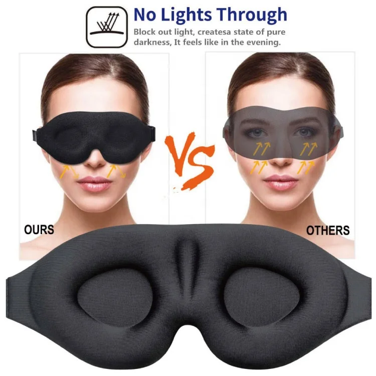 Light Block Blindfold Black 3d Contoured Memory Foam Sleeping Eye Mask ...