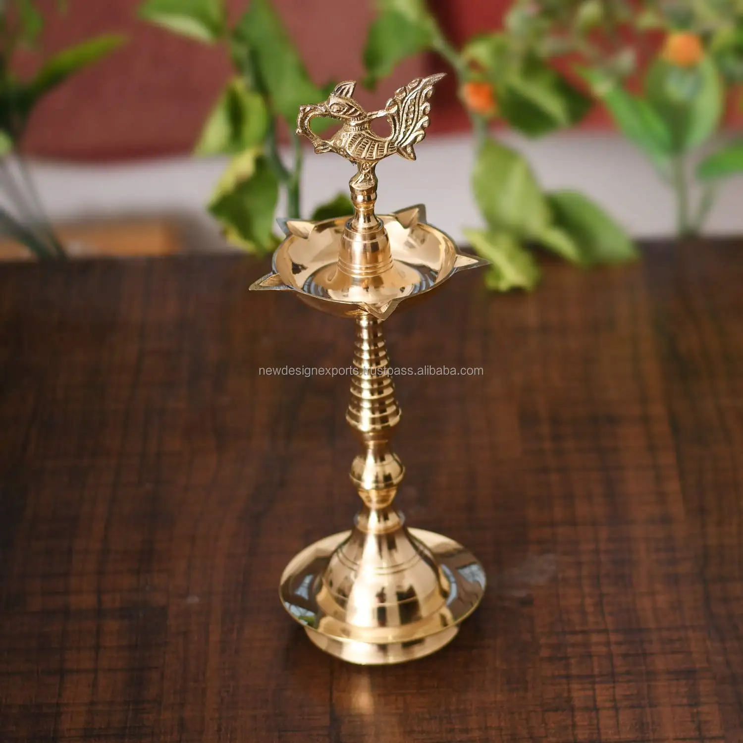 Brass Peacock Mahabharat Diya Oil Lamp Brass Kerala Deep Brass Standing 