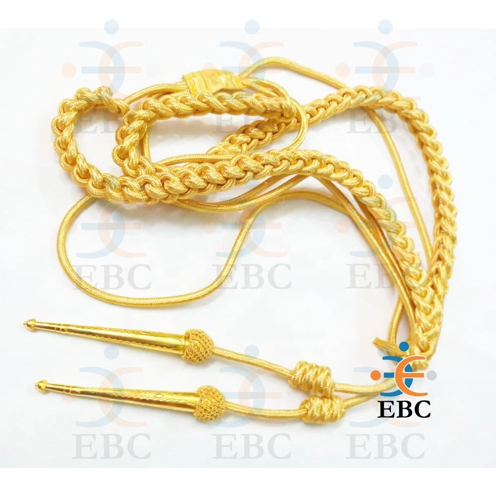 Oem Band Aiguillette Black Silk With Chrome Brass Alloy Tips High