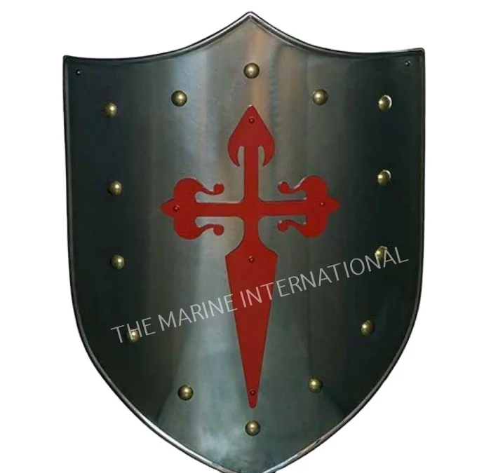 Medieval Knight Templar Crusader Metal Shield Armour with Red Cross Symbol 