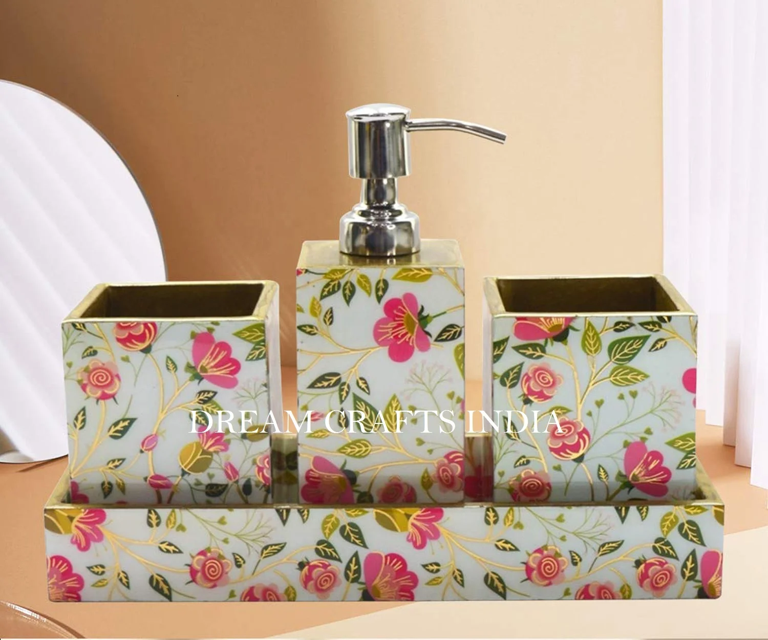 Printed Water Transfer Design Hotel Bathroom Set Luxury Bath