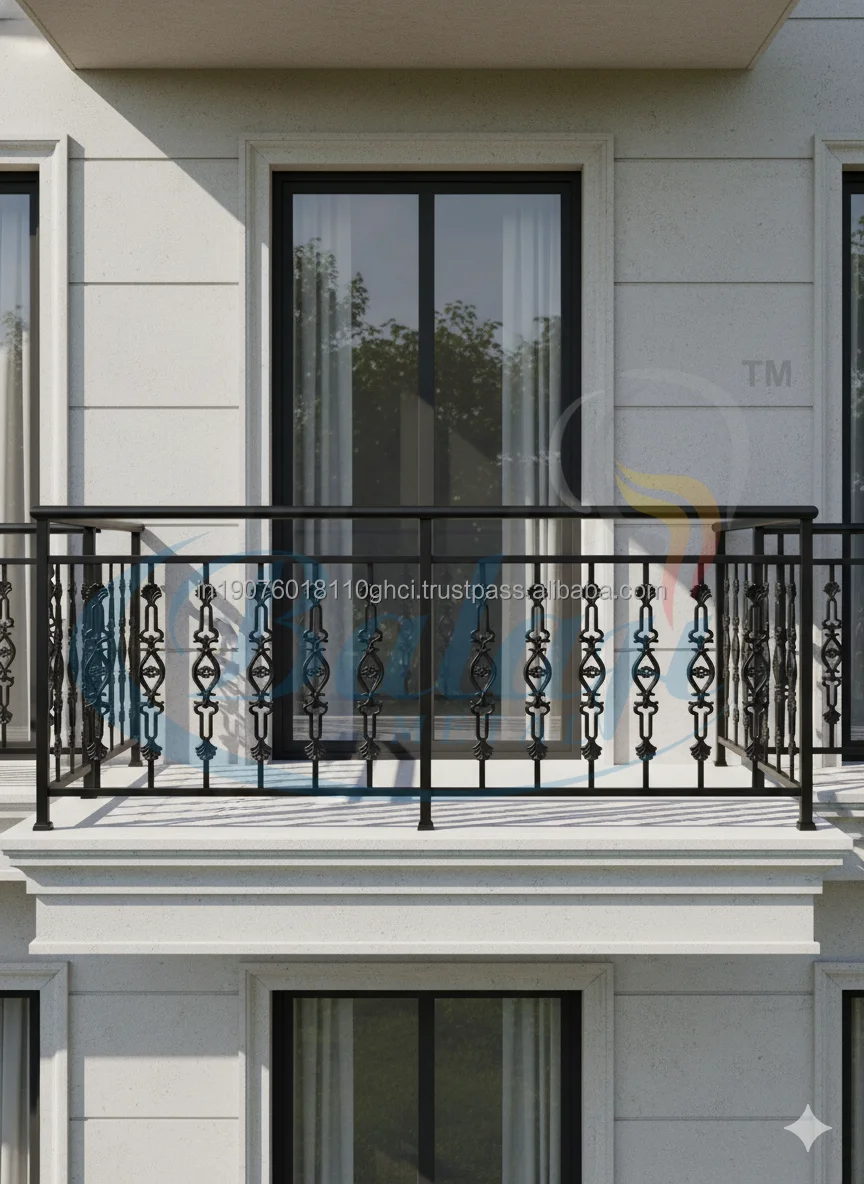 Morning Railing Shot Luxury Modern Cast Iron Frameless Railing Super Shot Blast Finish Grey ...
