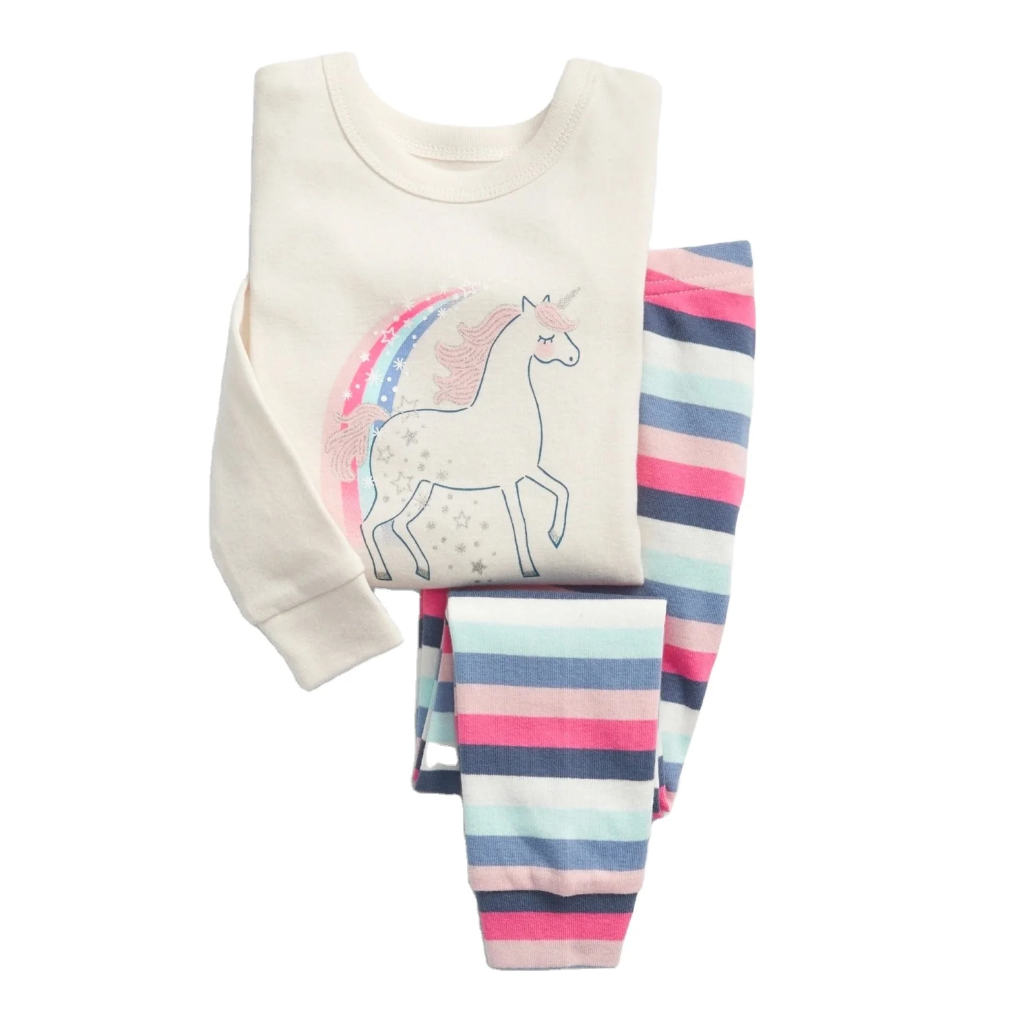 Animal Graphic Custom Cotton Pajama Set For Girl Kids Sleepwear ...