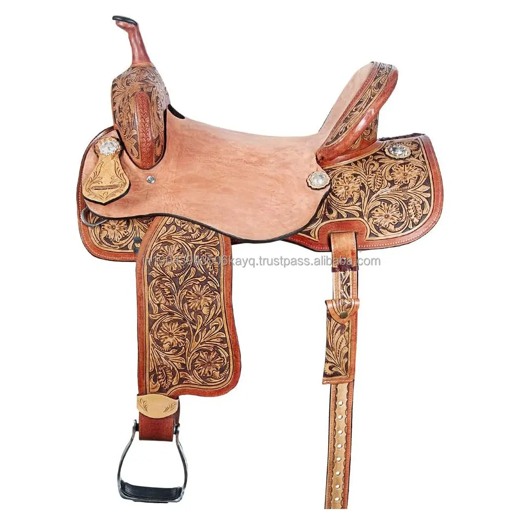 Handmade Genuine Leather Western Barrel Racing Full Carved Hot Seat