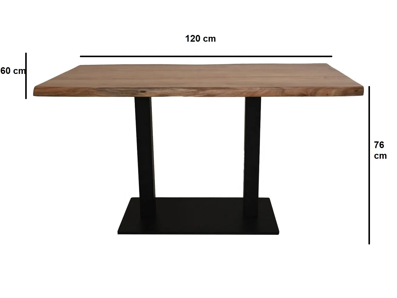 Minimalist Vintage Industrial Cafe Table With Solid Wood Live Edge Top