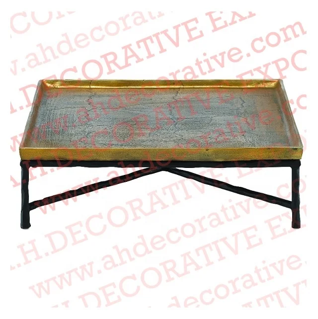 Luxury Gold Metal Serving Tray Platter With Stands In Modern Design