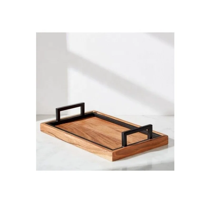 Wooden Rectangular Tea Tray Solid Wood Serving And Decorative Trays For