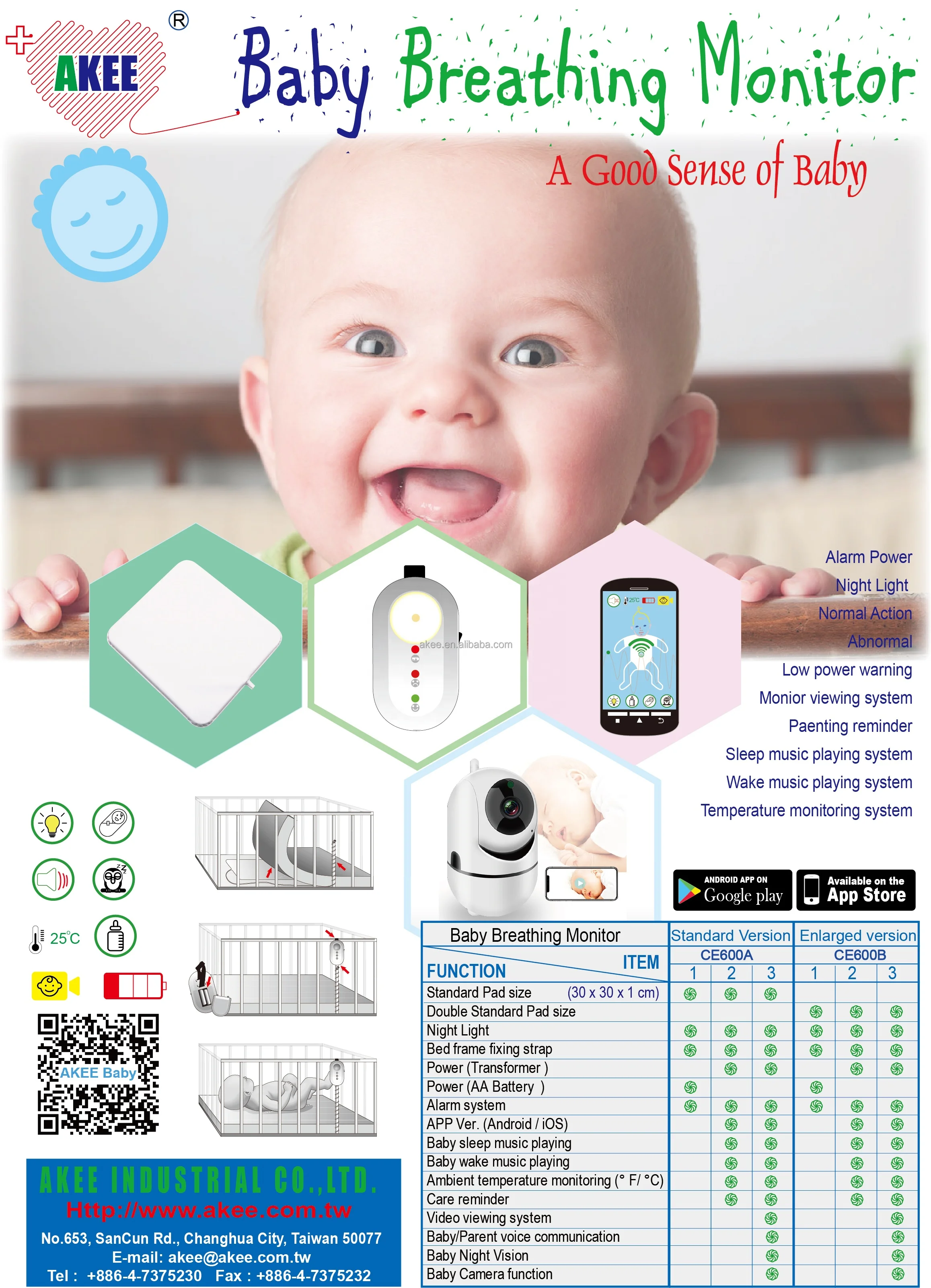 Two Pads Contactless Smart Baby Breathing Monitor,Realtime Heart Rate