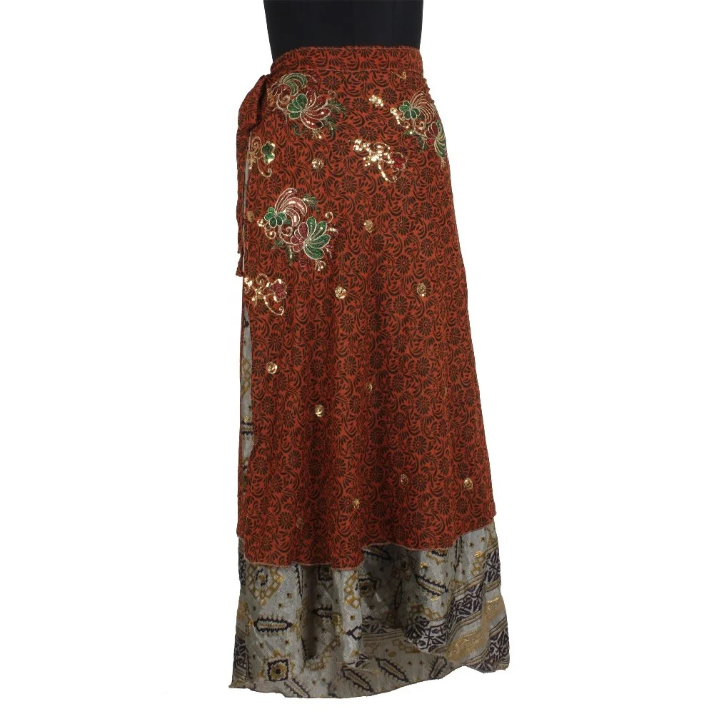 Rok Pembungkus Sari Sutra Berkelas Rajashhan - Buy Rok Bungkus Boho Gipsy  Rok,Gaya Terbaru 100% Sutra Rok Vintage Sari Sutra Bungkus Rok,Vintage  Sutra Sari Magic Dua Lapisan Panjang Reversibel Sutra Bungkus Rok