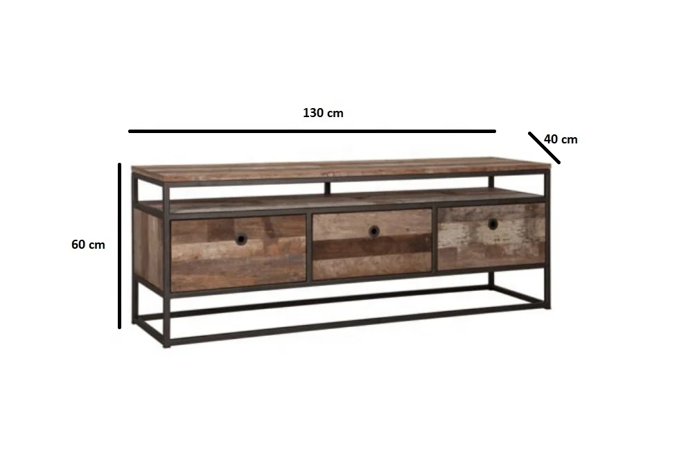 Living Room Recycled Wood Sideboard With Iron Base Buy