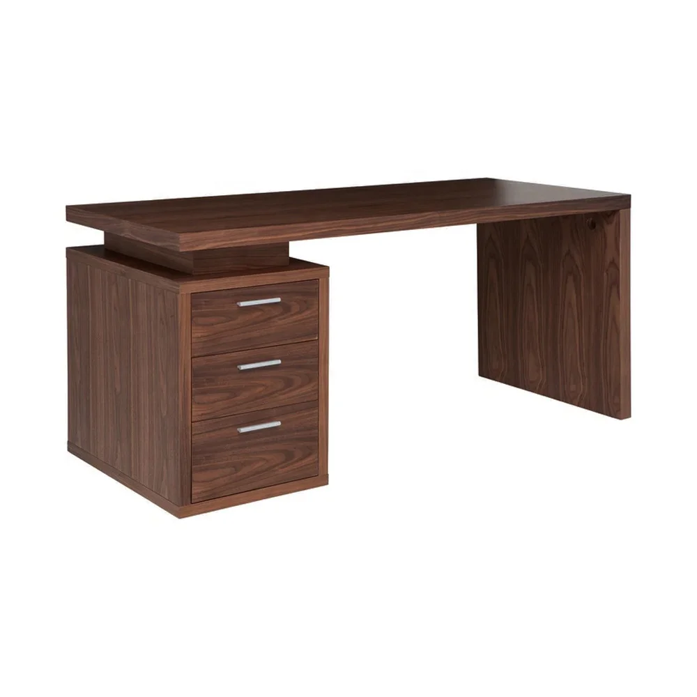 Modern Dark Brown Office Desk Solid Teak Wood With Natural Finish Buy