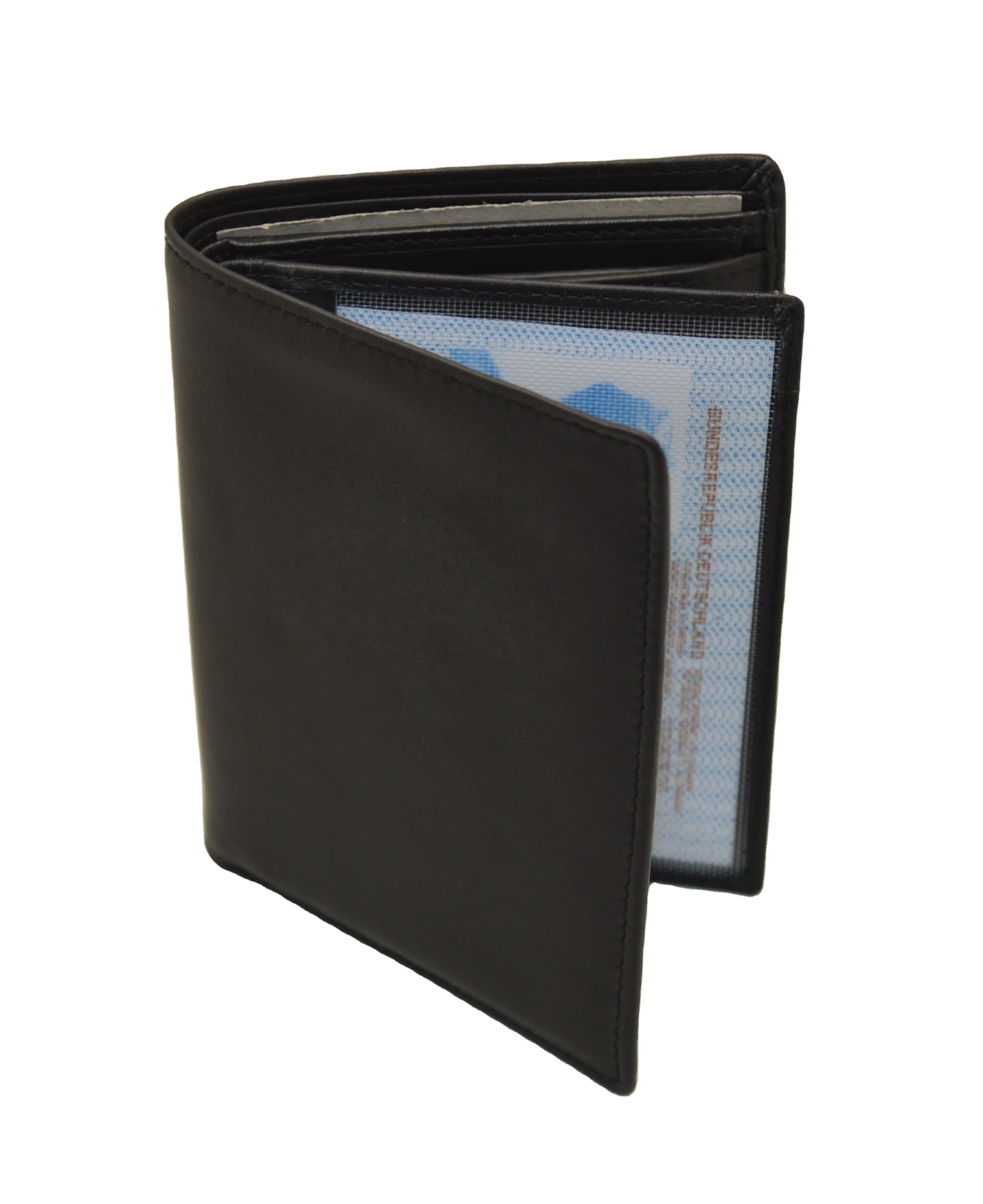High Quality Short Slim Genuine Leather Men's Vertical Wallet Bifold