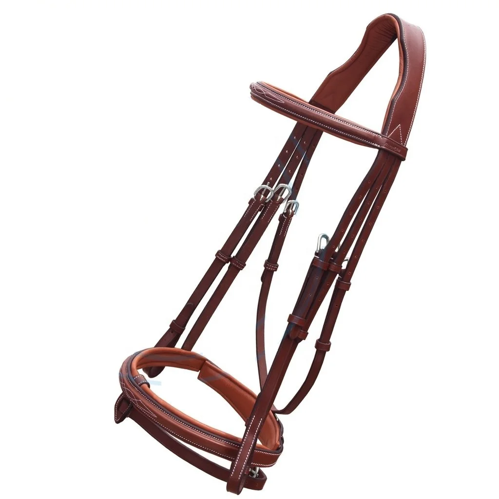 High Quality Leather Horse Reins Horse Riding Equipment Horse Brown Polo Stitched Hunter Bridle