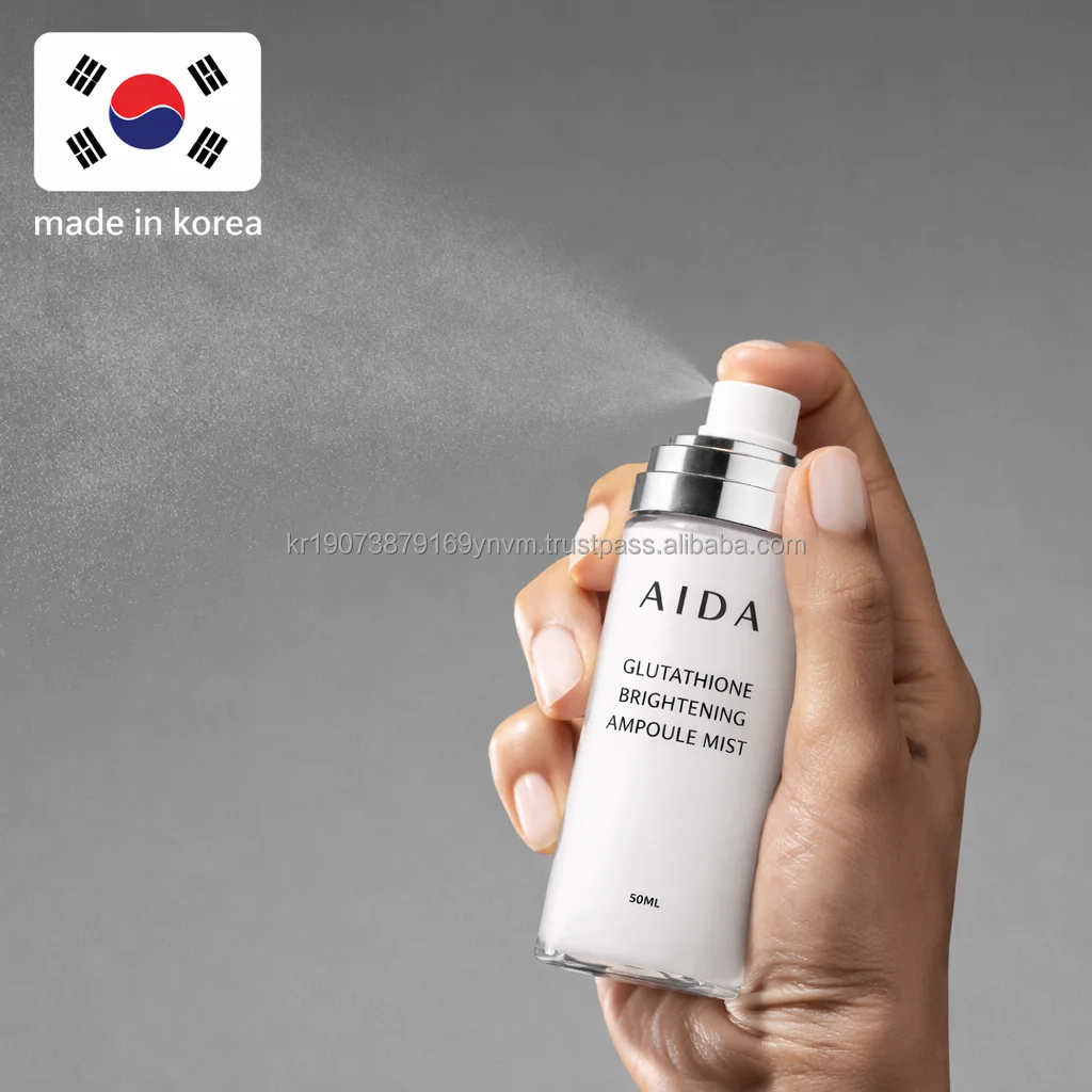 Korean Glutathione Ampoule Mist Milky Glass Skin Facial Moisturizer Private  Label Customized Gold Stamping for Women 3-Year