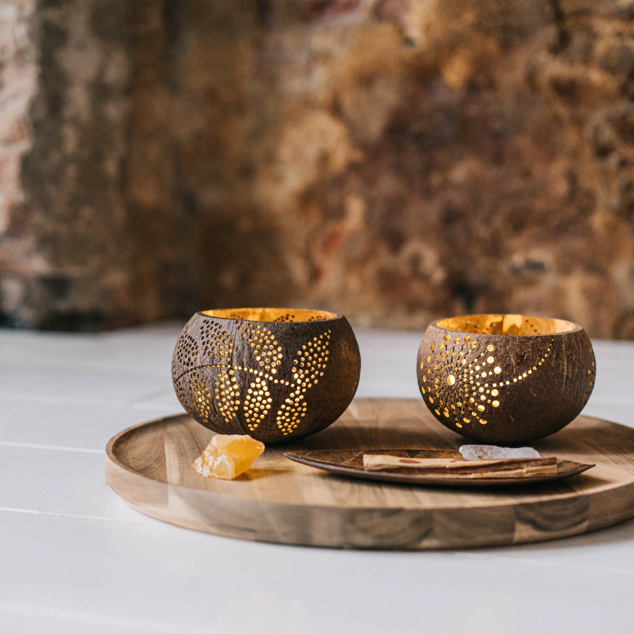 2022 Manufacture Coconut Tealight Candle Holder Natural Handmade New