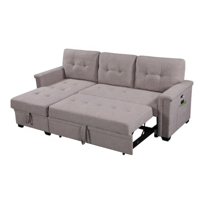 Modern Design Sofa Bed Reversible Sleeper With Storage Chaise For Home