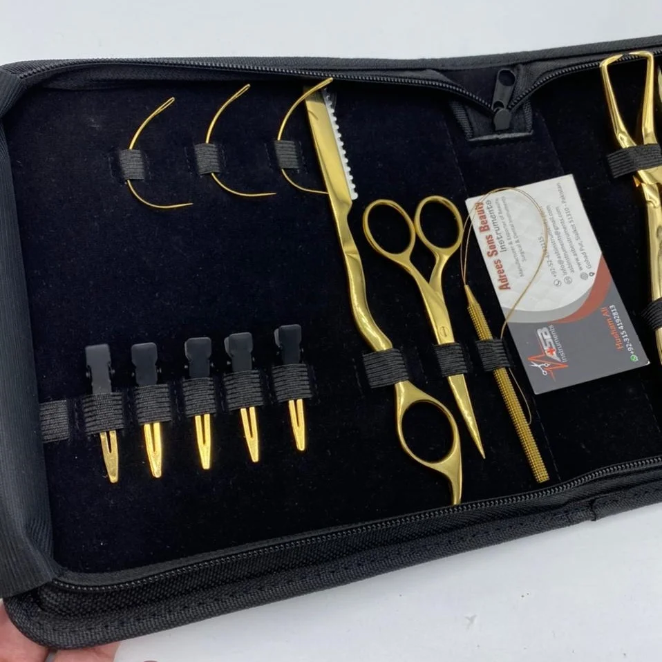 Premium Microlink Tool Kit,Tape In Hair Extensions Plier In Gold Color