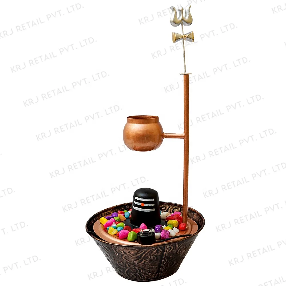 Resin Metal Shiv Water Lingam Fountain For Home Office Decor Showpiece