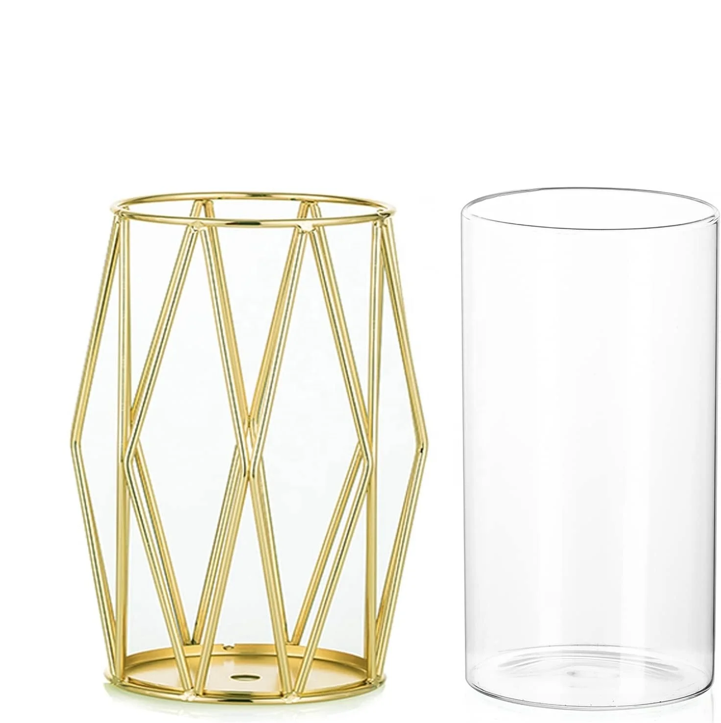 Geometrical Structured Wire Mesh Candle Holder With Glass Cover Durable