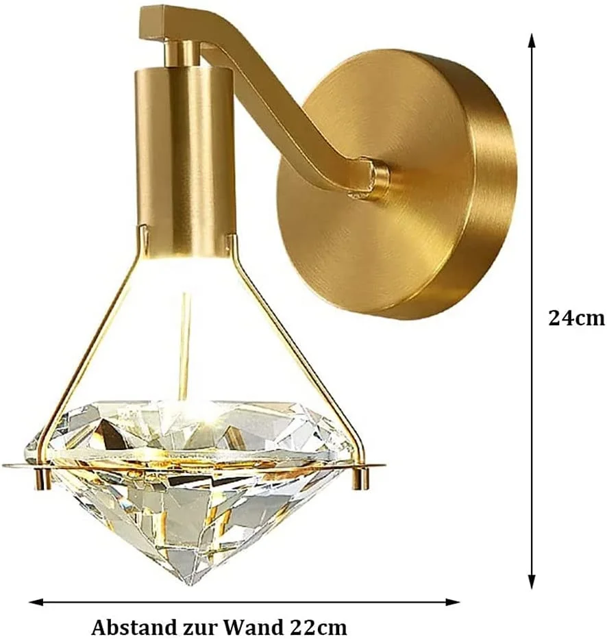 Modern Luxury Rhombus Crystal Lamp Wall Lighting Brass Material Hotel ...