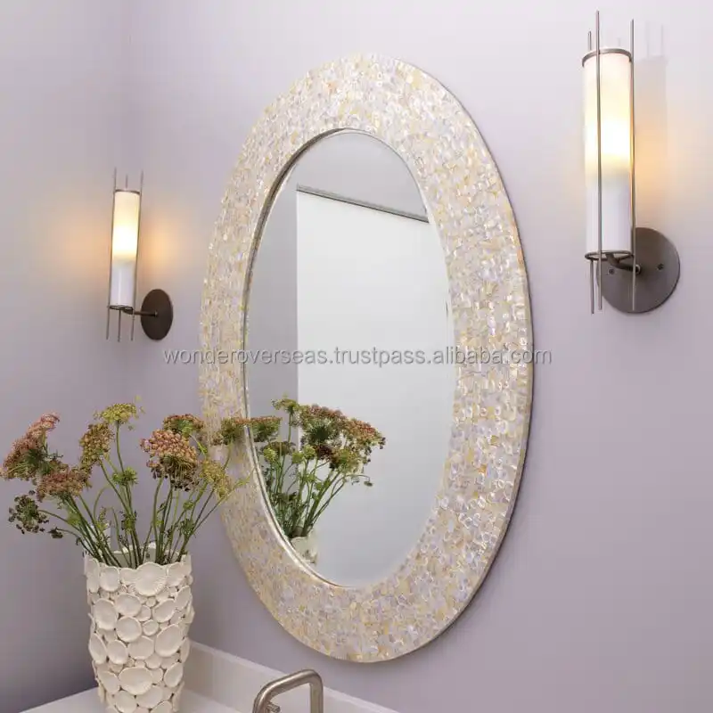 Oval Shape Mirror Mother Of Pearl Wall Decorative Mirror By Wonder