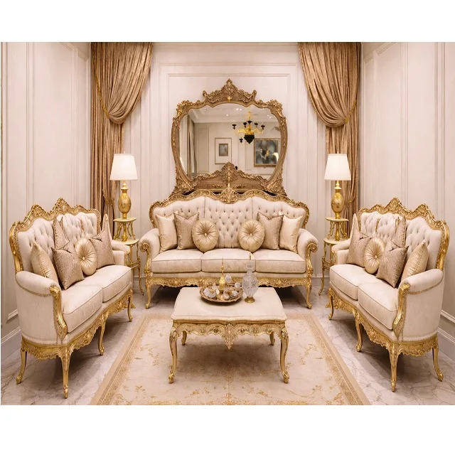 Classic Maharaja Palace Teak Wood Square Sofa Set Luxury Hand