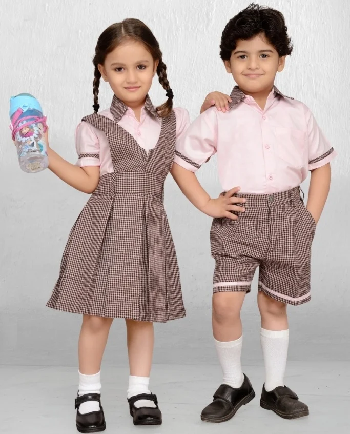 Unisex Kindergarten School Uniforms Set Polyester Cotton Woven Dress ...