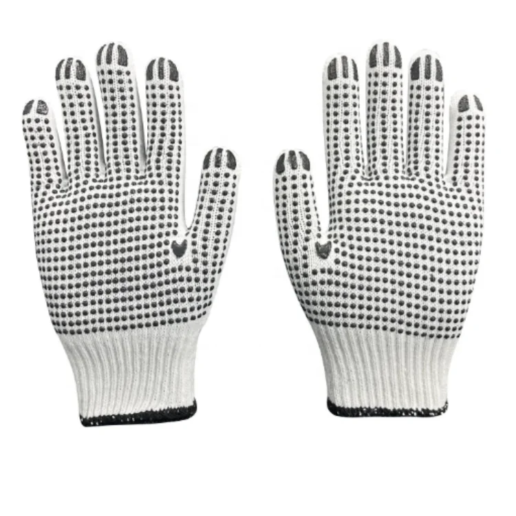 Factory Sg 7 Gauge / 10 Gauge Cotton Knitted Gloves Pvc Dots One Side ...