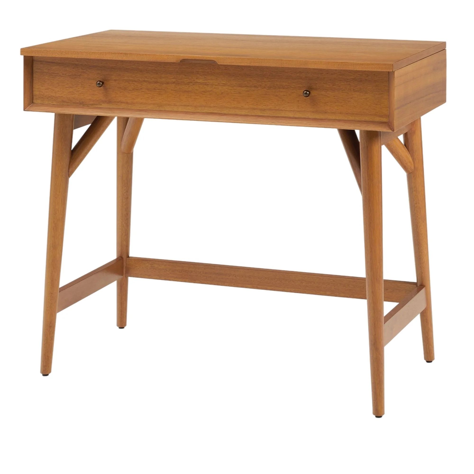 Midcentury Adjustable Solid Teak Wood Office Desk With A Natural