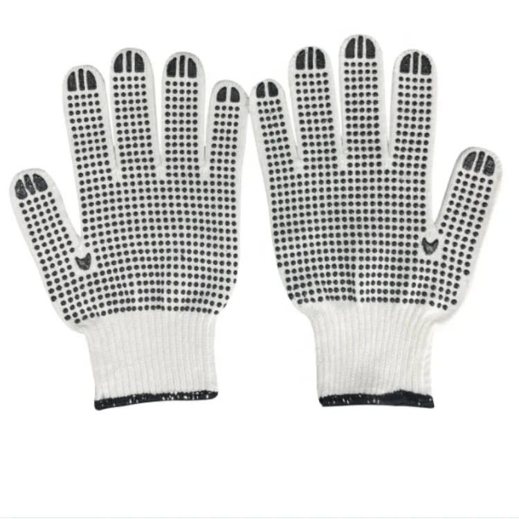 Factory Sg 7 Gauge / 10 Gauge Cotton Knitted Gloves Pvc Dots One Side ...