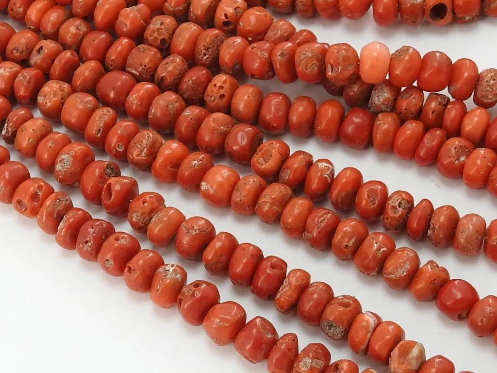Red Coral Roundel Smooth Bead Handmade Loose Stone Wholesaler Supplies