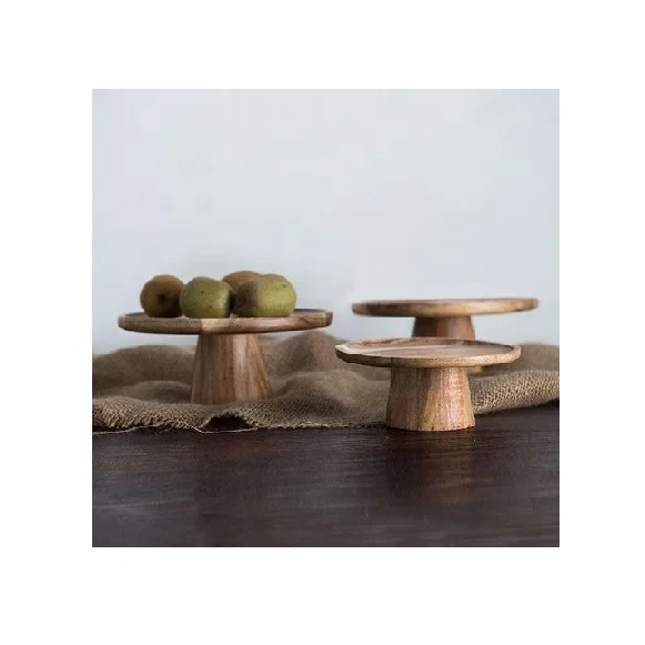 Acacia Wood Cake Stand Wedding Cake Pedestal Cupcake Server Hand Made