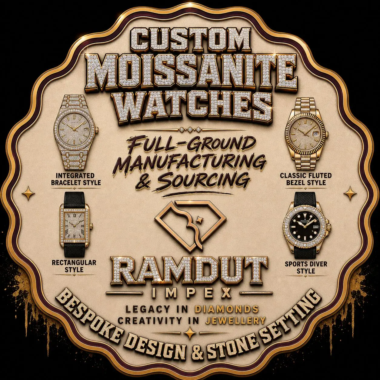 bust down moissanite watch manufacturer