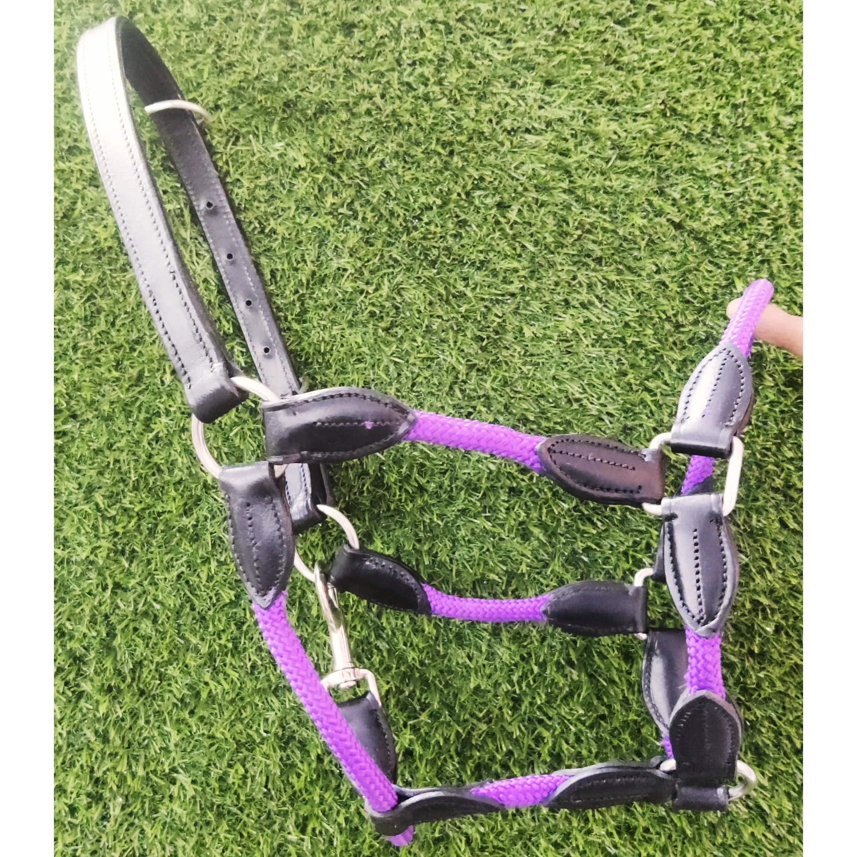Leather Horse Halter Rope Halter With Leather Hybrid Halter Rope