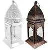 Big White Moroccan Candle Lantern in Clear Glass and Metal Frame