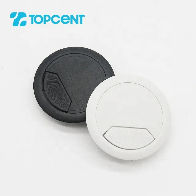 Topcent White Plastic Round Computer Table Office Desk Wall Wire Hole