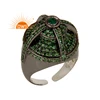 Natural Emerald Gemstone Ring 925 Sterling Silver Designer Dome Ring Handmade Jewelry Wholesaler