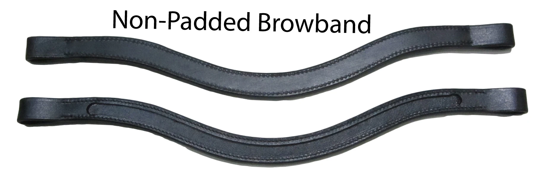 V SHAPE BLACK HIGH QUALITY GENUINE LEATHER EMPTY CHANNEL BROWBAND *16"INCH