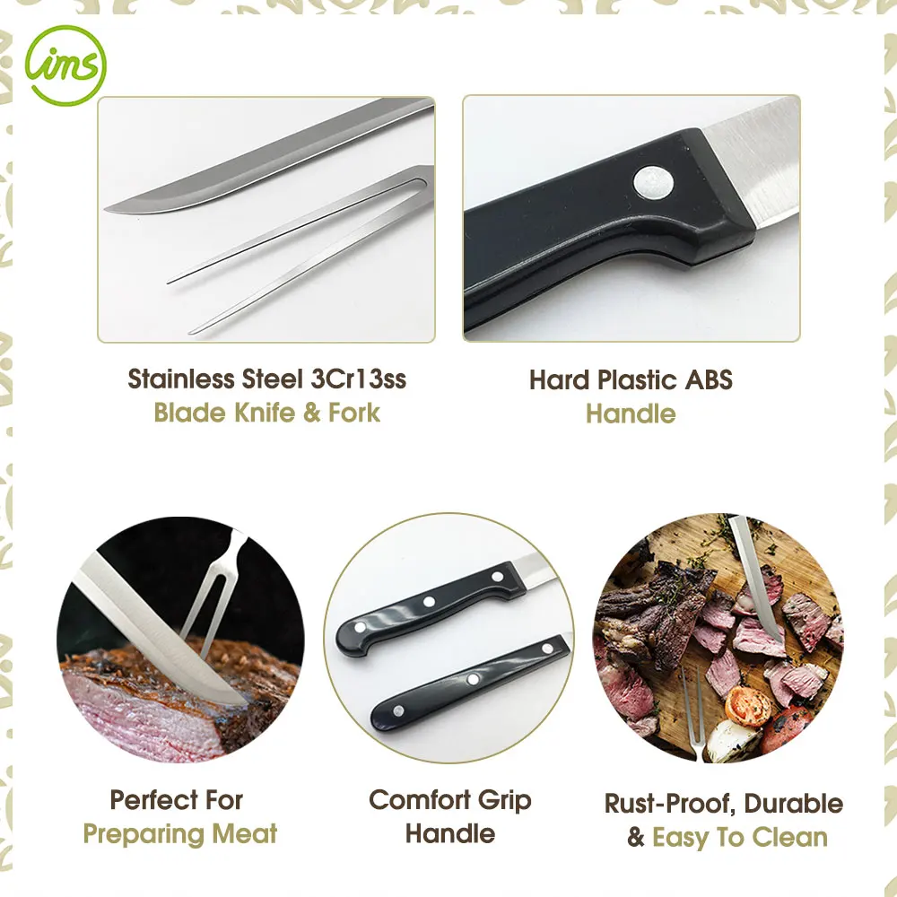 Best Stainless Steel Meat Carving Knife & Fork Set Buy Chef Carving