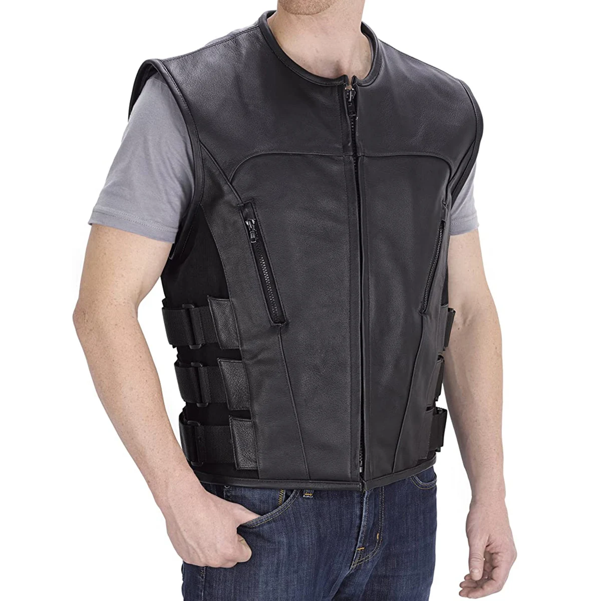 Men's Swat Premium Cut Club Motorcycle Vest For Men Lightweight Buffalo ...